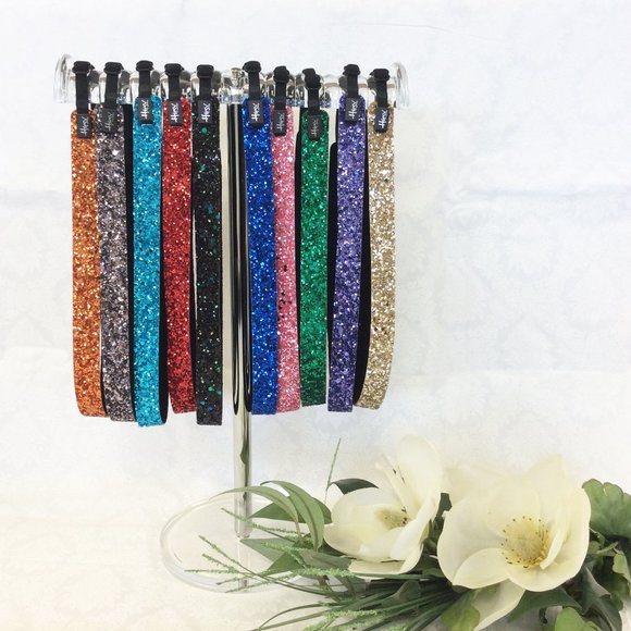 Hipsy Gift 10-pack Bling Glitter Adjustable No Slip Skinny Bold Color Headbands main image 10